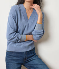 Lilla P V-neck Pullover Top in blue bell - women's long sleeve top
