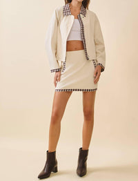 Tcec - Contrast Gingham Trim Mini Skirt