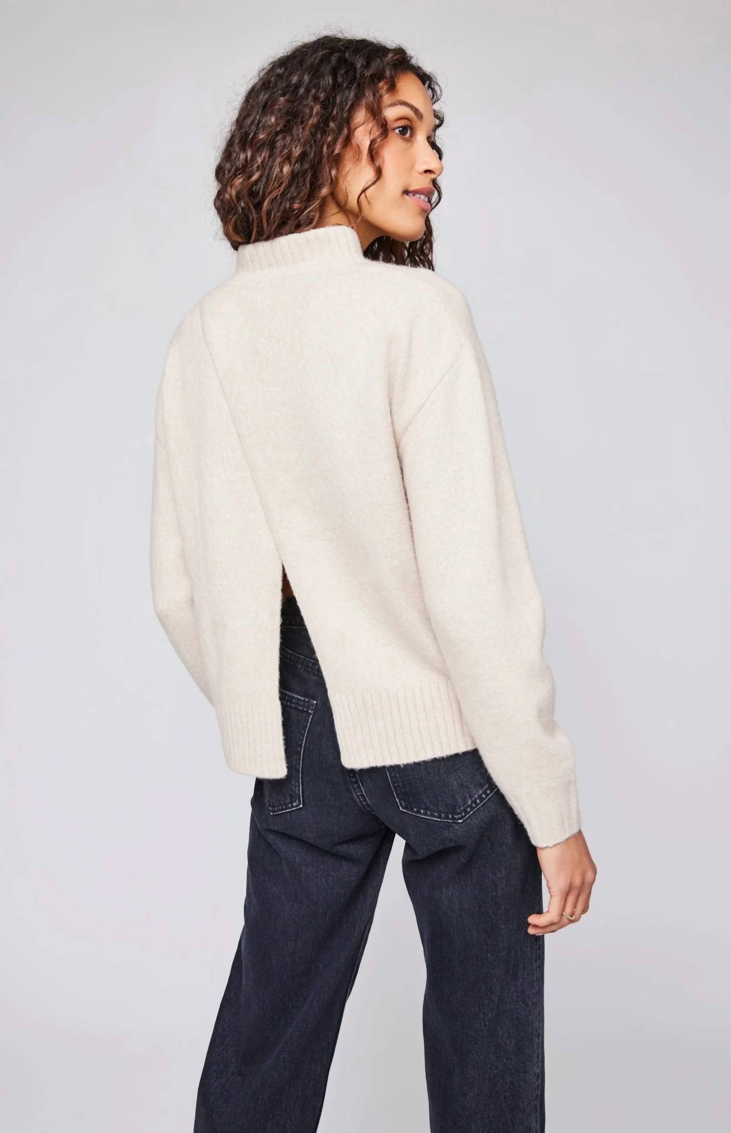 Gentle Fawn Crane Crewneck Sweater in cream - women's sweater - detail view
