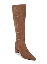 L'Agence Women's Octavie Knee-high Boot in sand suede - women's shoe - detail view