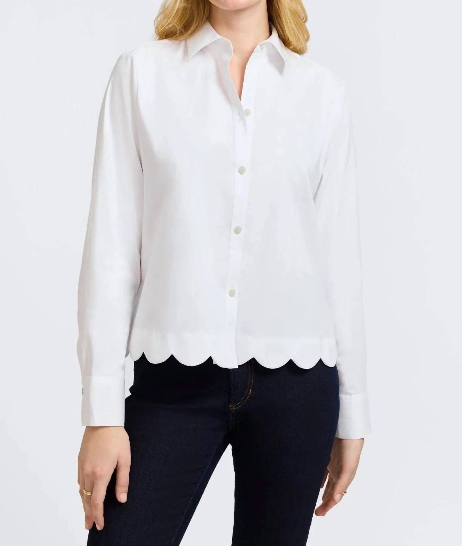 Foxcroft Scarlett Stretch Matte Sateen Long Sleeve Shirt in white - women's shirt