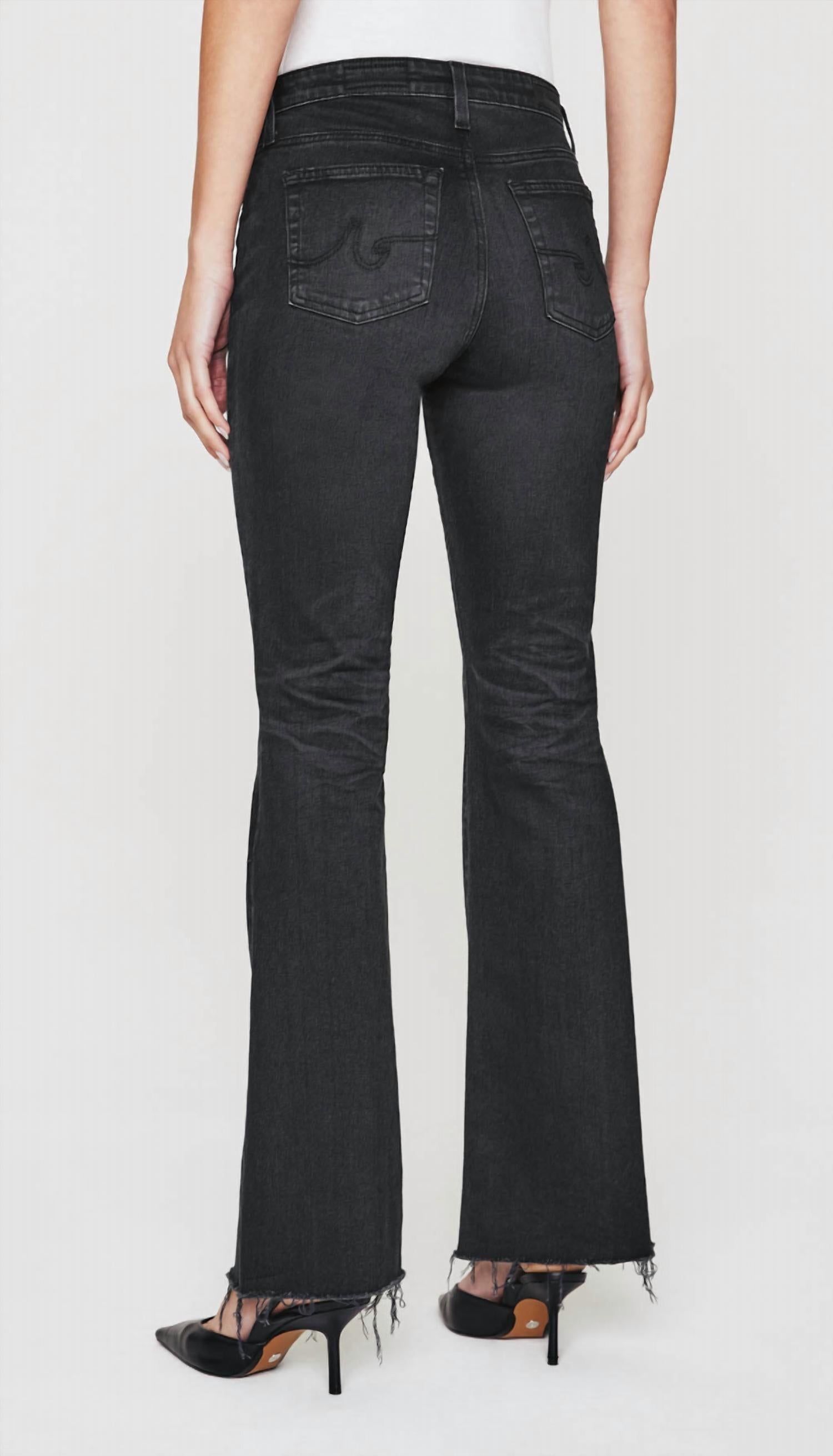 AG Jeans Farrah Bootcut Raw Hem Pants in 4 years discord - women's pants - detail view