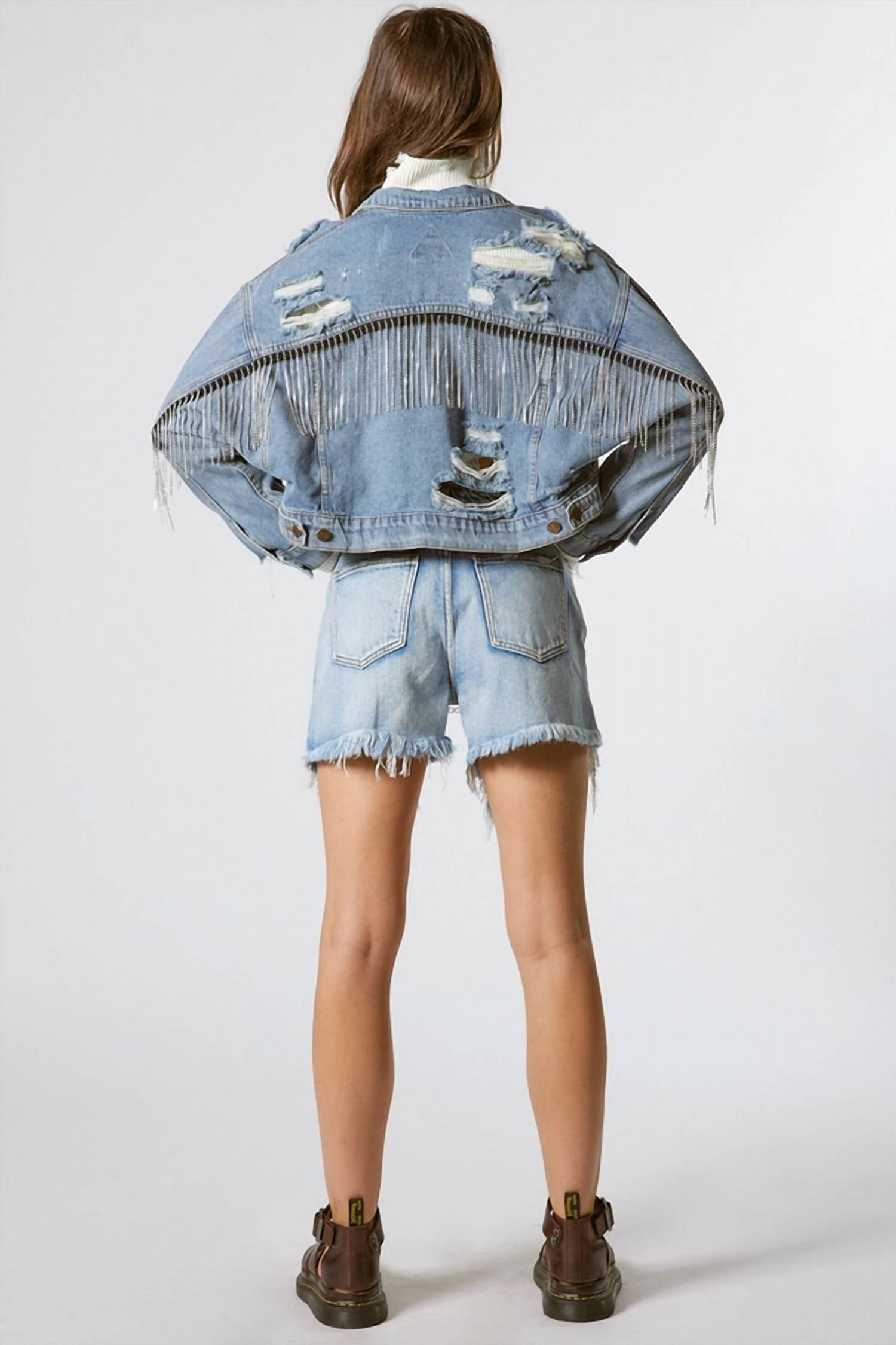 Signature8 - Back Jewel Fringe Crop Jacket