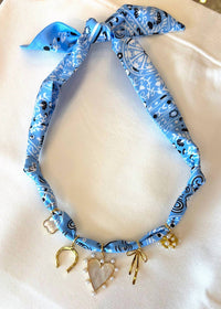 Knotty Bling - Women's Mother Of Pearl 5 Charm Bandana Necklace