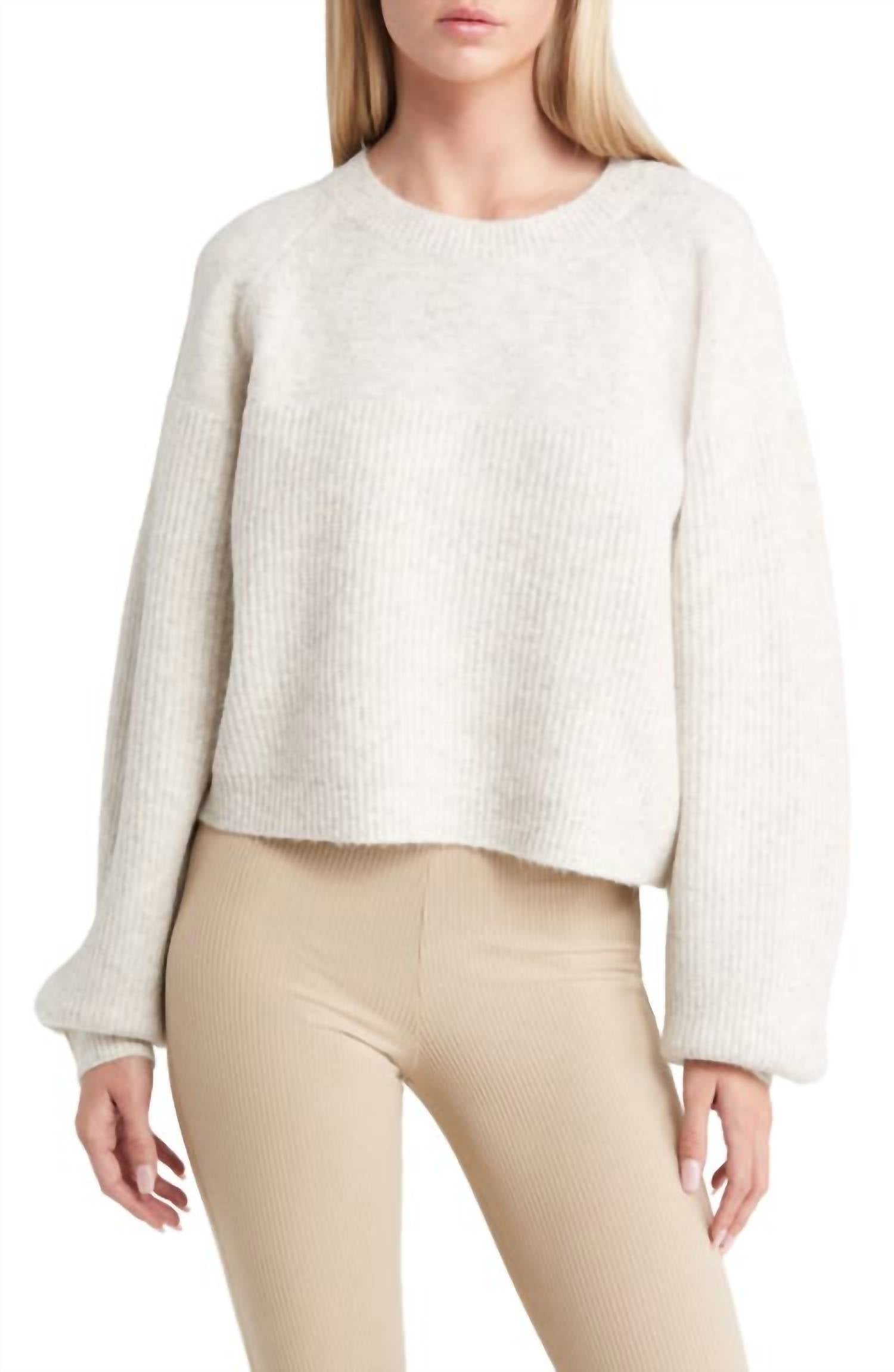 Topshop - Women's Mixed Stitch Balloon Sleeve Crop Sweater