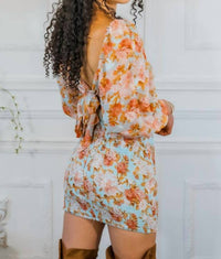 Surelymine - Meaningful Dreams Floral Ruched Mini Dress