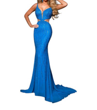 Johnathan Kayne Fabulous Pearl & Crystal-embellished Bodice Gown in blue - women's dress