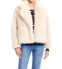 Karen Kane Cropped Faux Fur Jacket in stone - women's jacket - alternate view