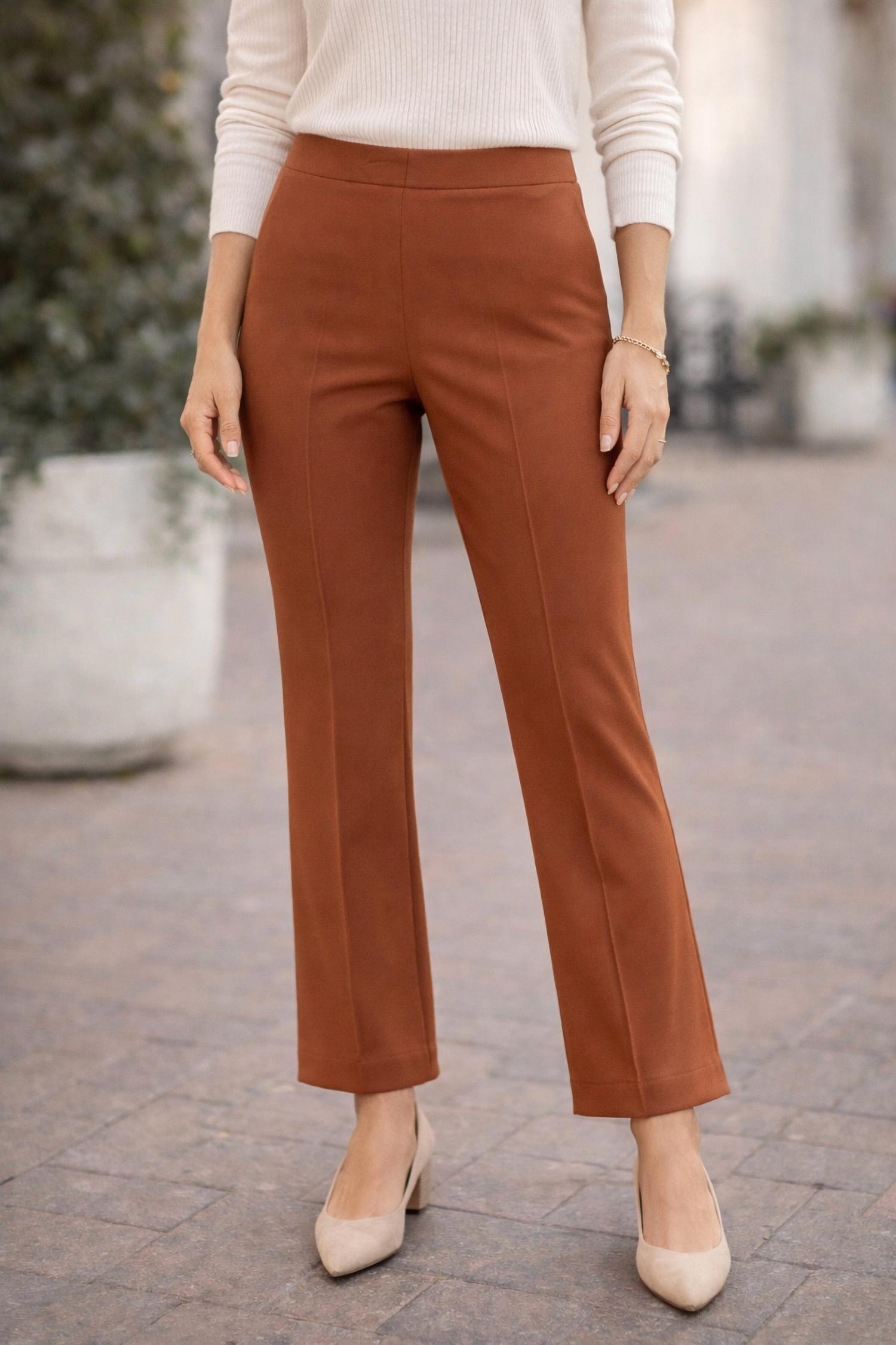 Jade pull on boot cut ankle pant in chocolate - women's pants