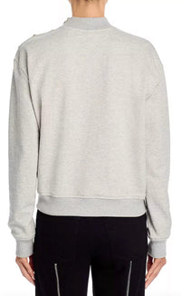 Derek Lam 10 Crosby Hylda French Terry Button Shoulder Sweatshirt in grey - women's sweater - alternate view
