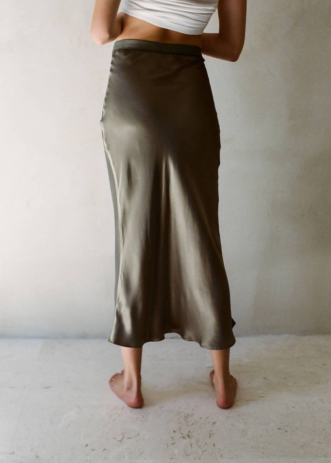 By Together - Women's Satin Midi Slip Skirt