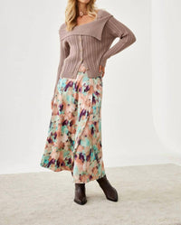 NUD by Nekane Long Printed Cross Skirt in dusty pink - women's skirt