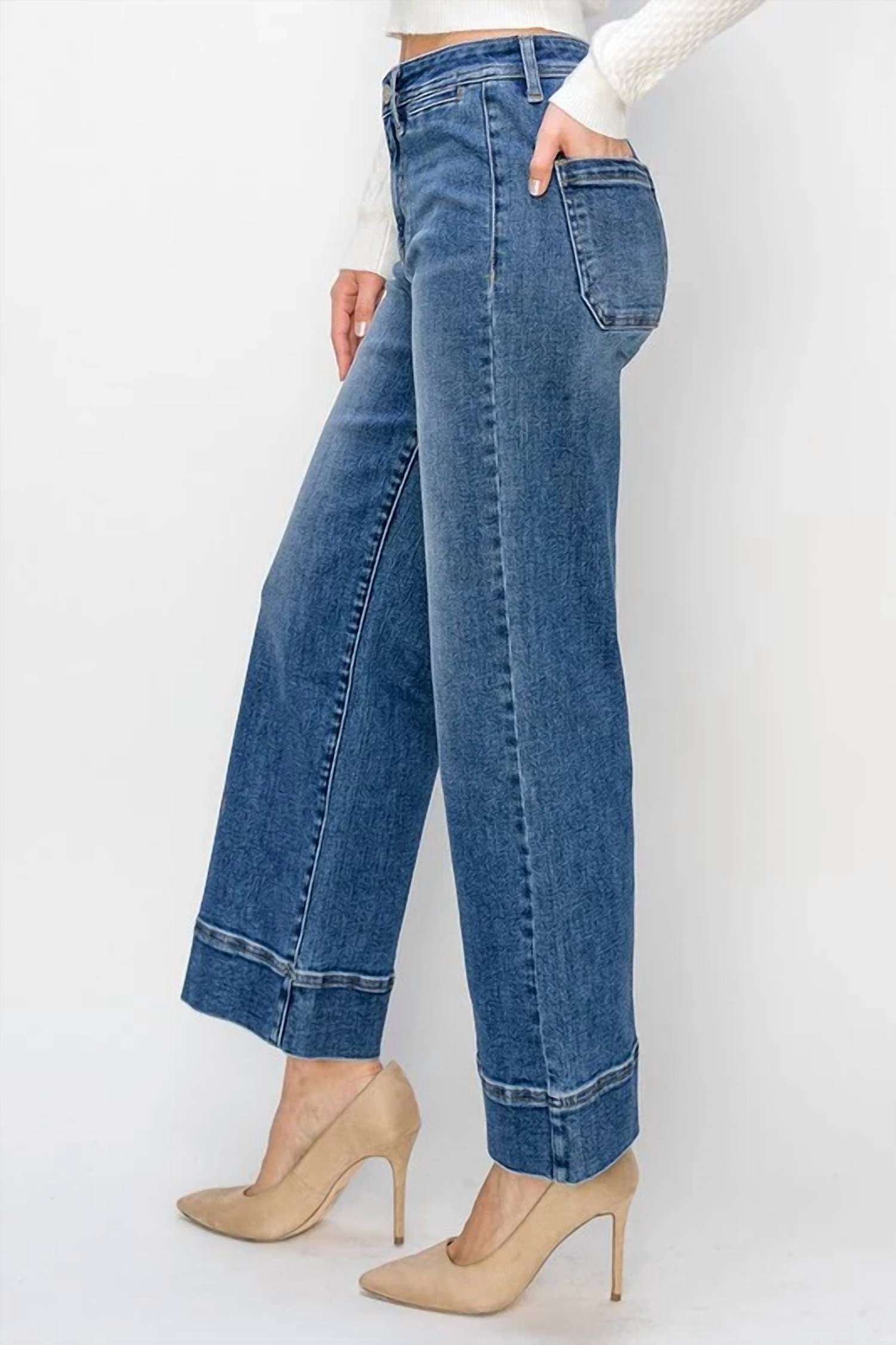 Risen - High Rise Crop Wide Jeans