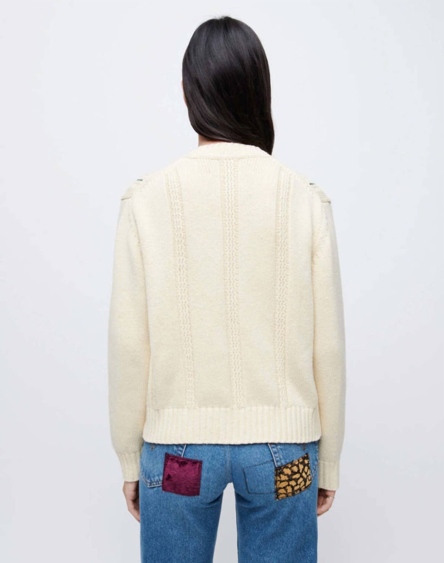 Re/Done - Pre-loved 50s V-neck Cardigan With Floral Embroidered Vines