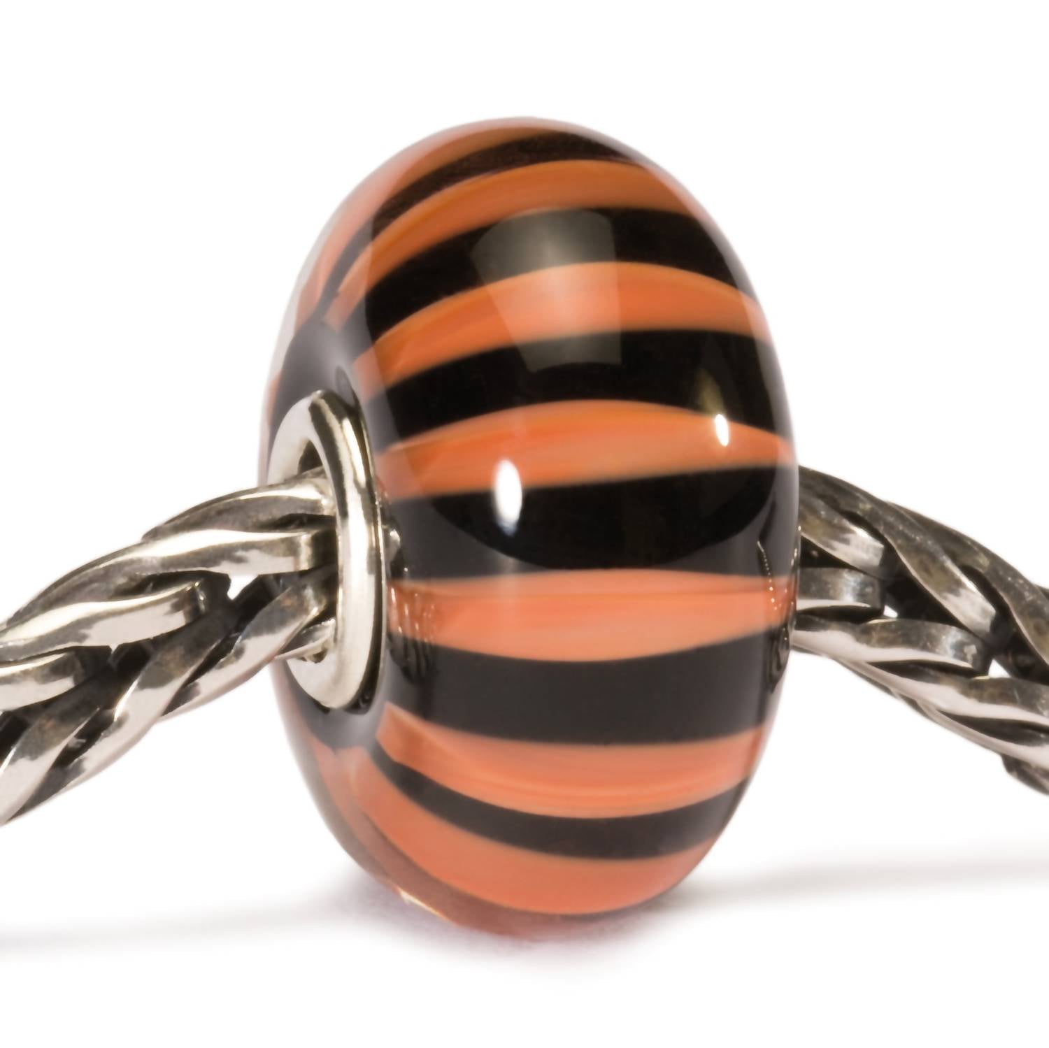 Trollbeads Women's Glass Bead Charm in coral stripe - women's jewelry - detail view