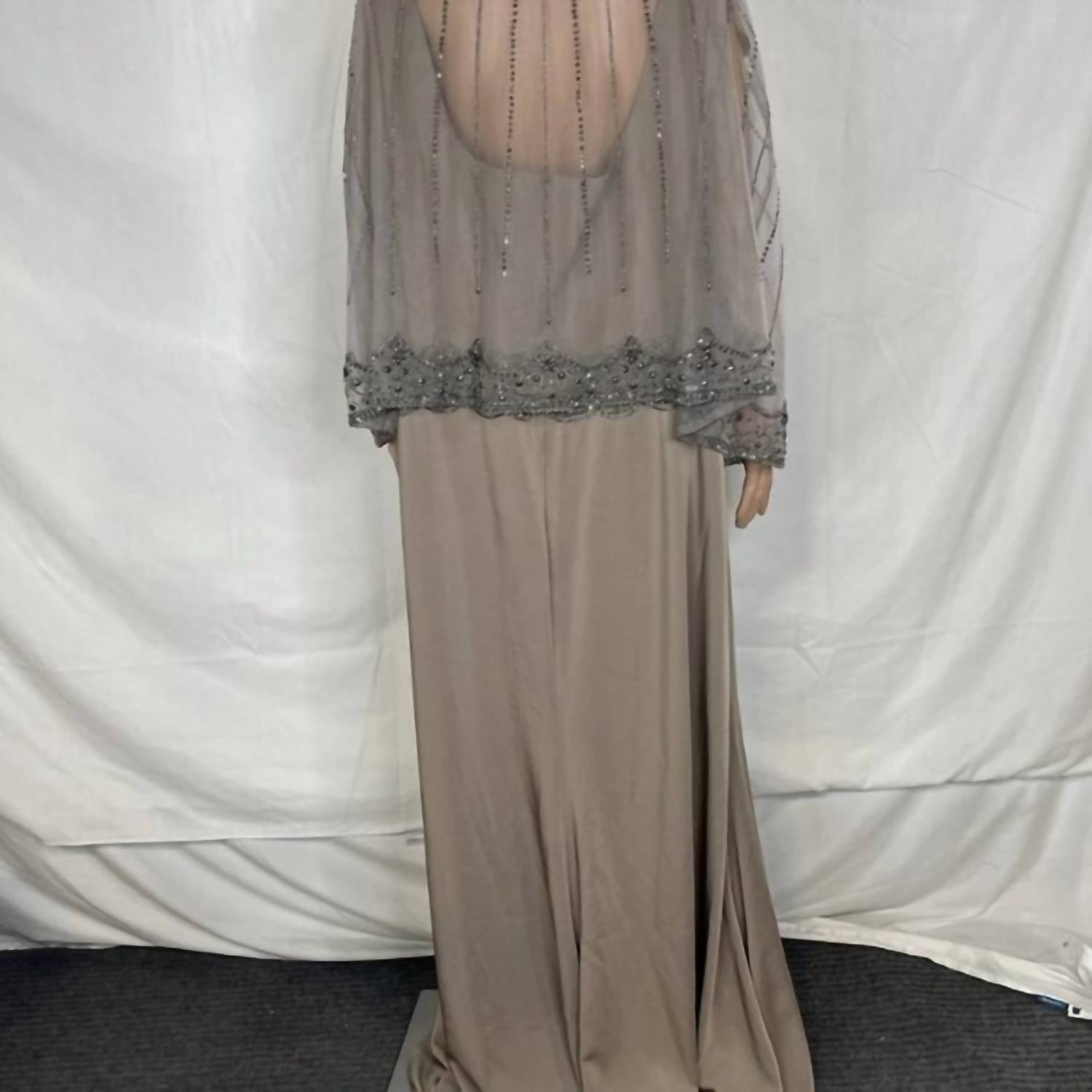 Marsoni by Colors Women’s Jeweled Cape Gown in mink - women's dress - alternate view