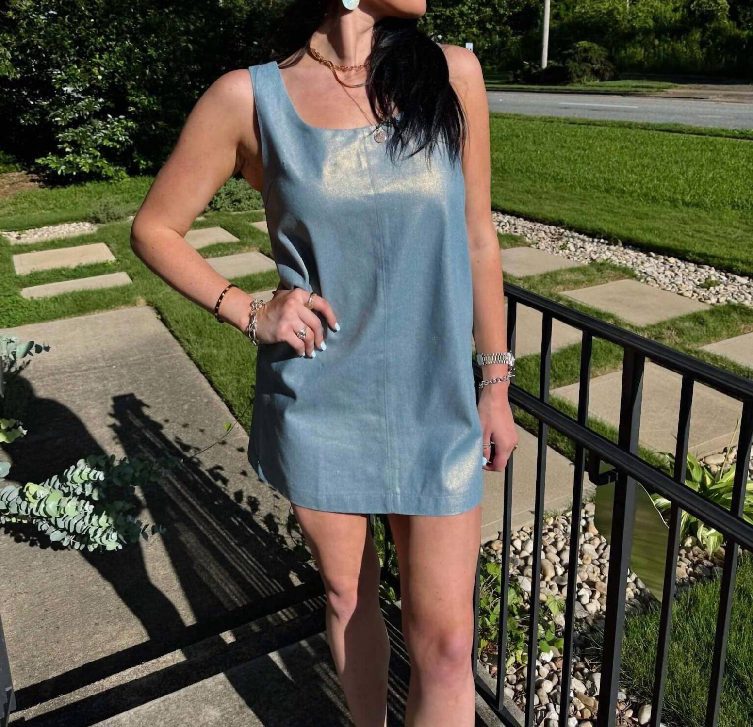 Glam - Scoop Neck Metallic Dress