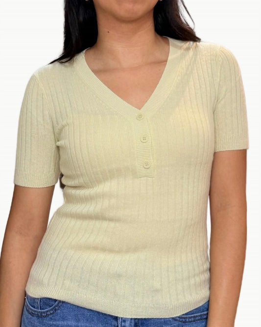 Sablyn - Kennedy V-neck Henley Short Sleeve Top