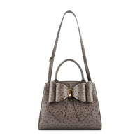 Elodie Embossed Bow Top Handle Purse in gray - women's bag - detail view