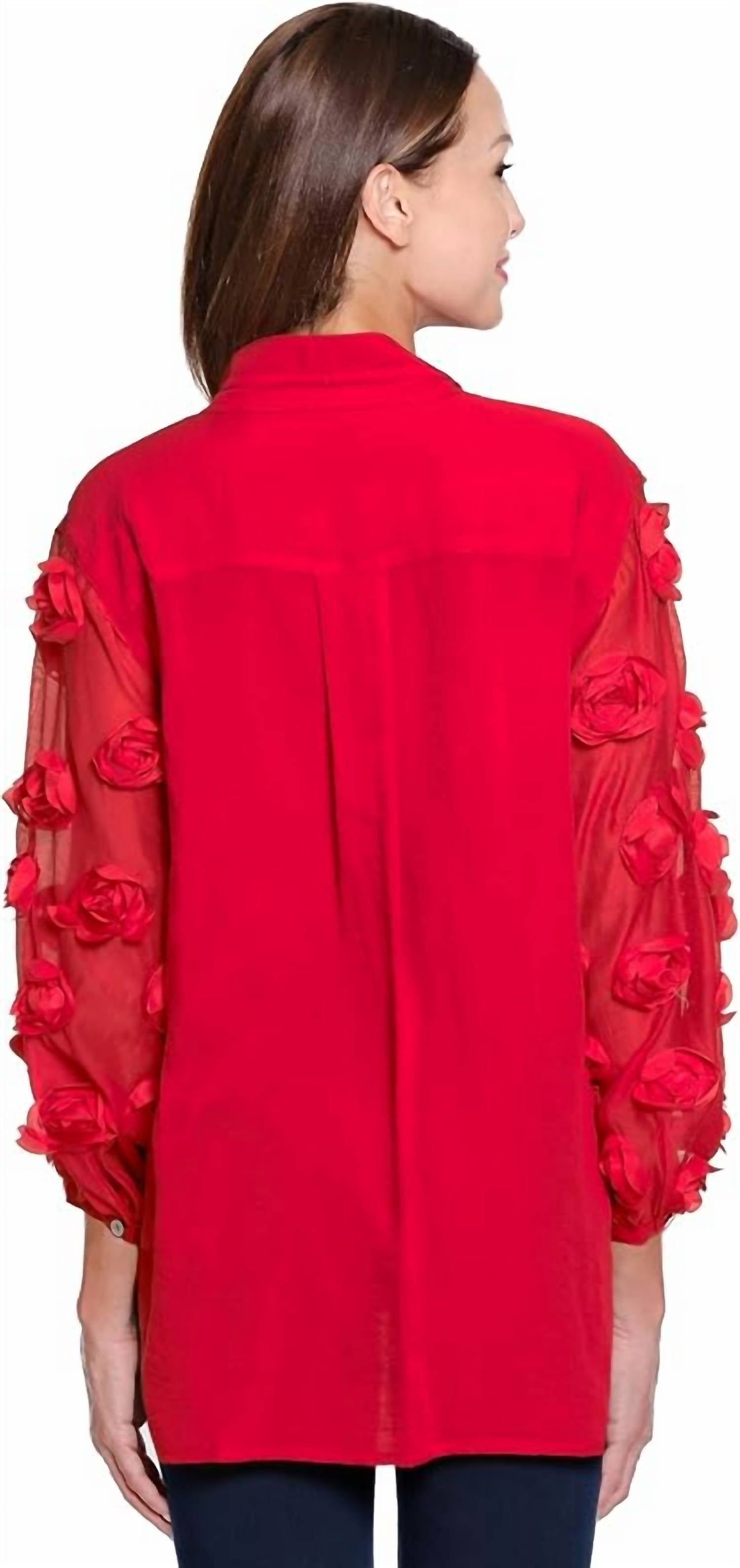John Mark - Wire Collar Button Front Top
