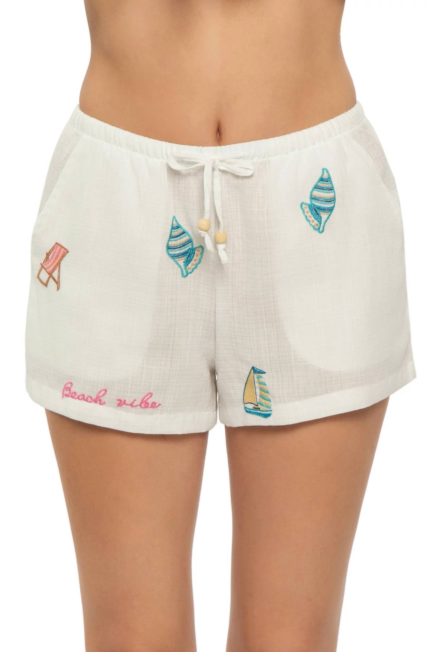 Surf Gypsy - BEACH VIBE EMBROIDERED SHORTS