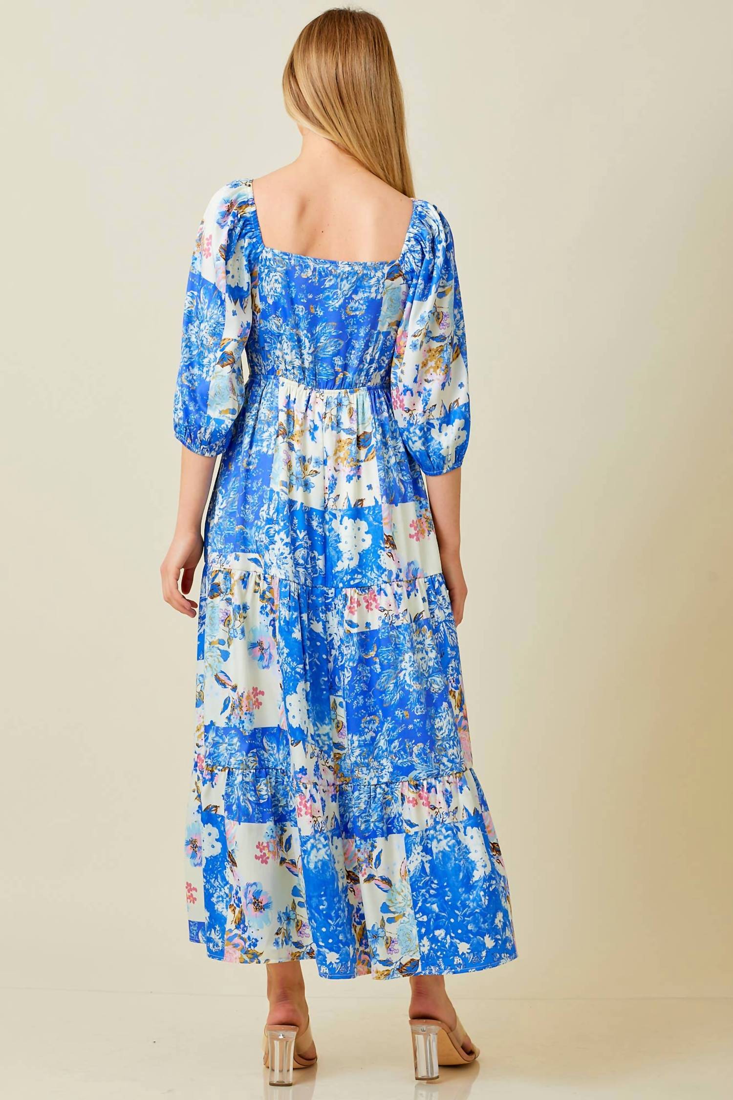 Baevely By Wellmade - Karena Patchwork Print Smocked Maxi Dress