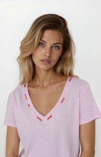 Chrldr - Embroidered Ava Mock Layer Tee