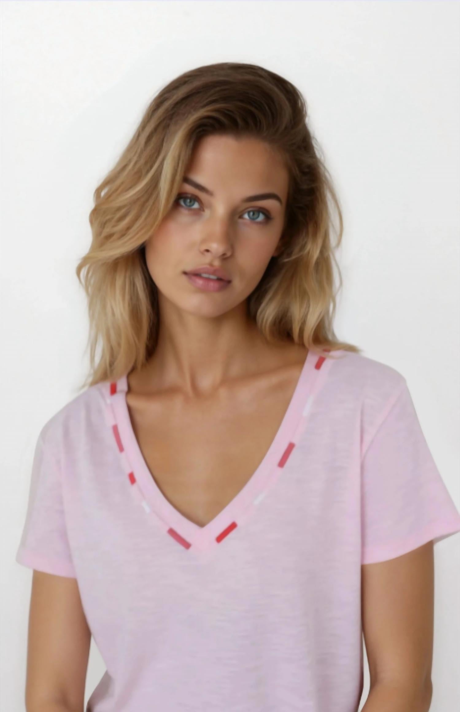 Chrldr - Embroidered Ava Mock Layer Tee