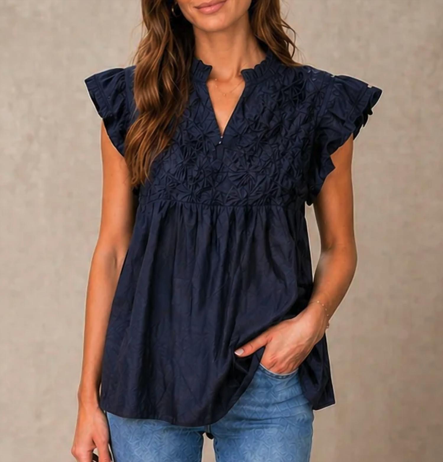 Thml - Embellished Yoke Flutter Sleeve Top