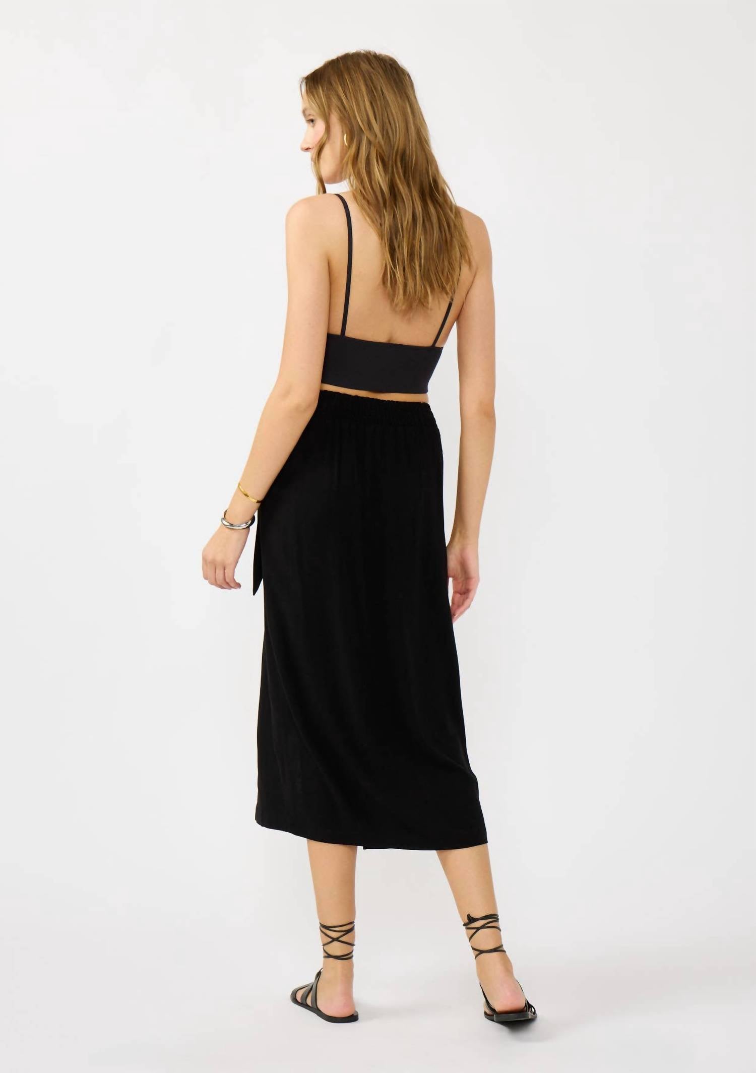 Lovestitch - Smocked Back Wrap Midi Skirt