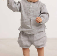 MarMar Copenhagen Pabi Linen Shorts in mini check - kids' shorts