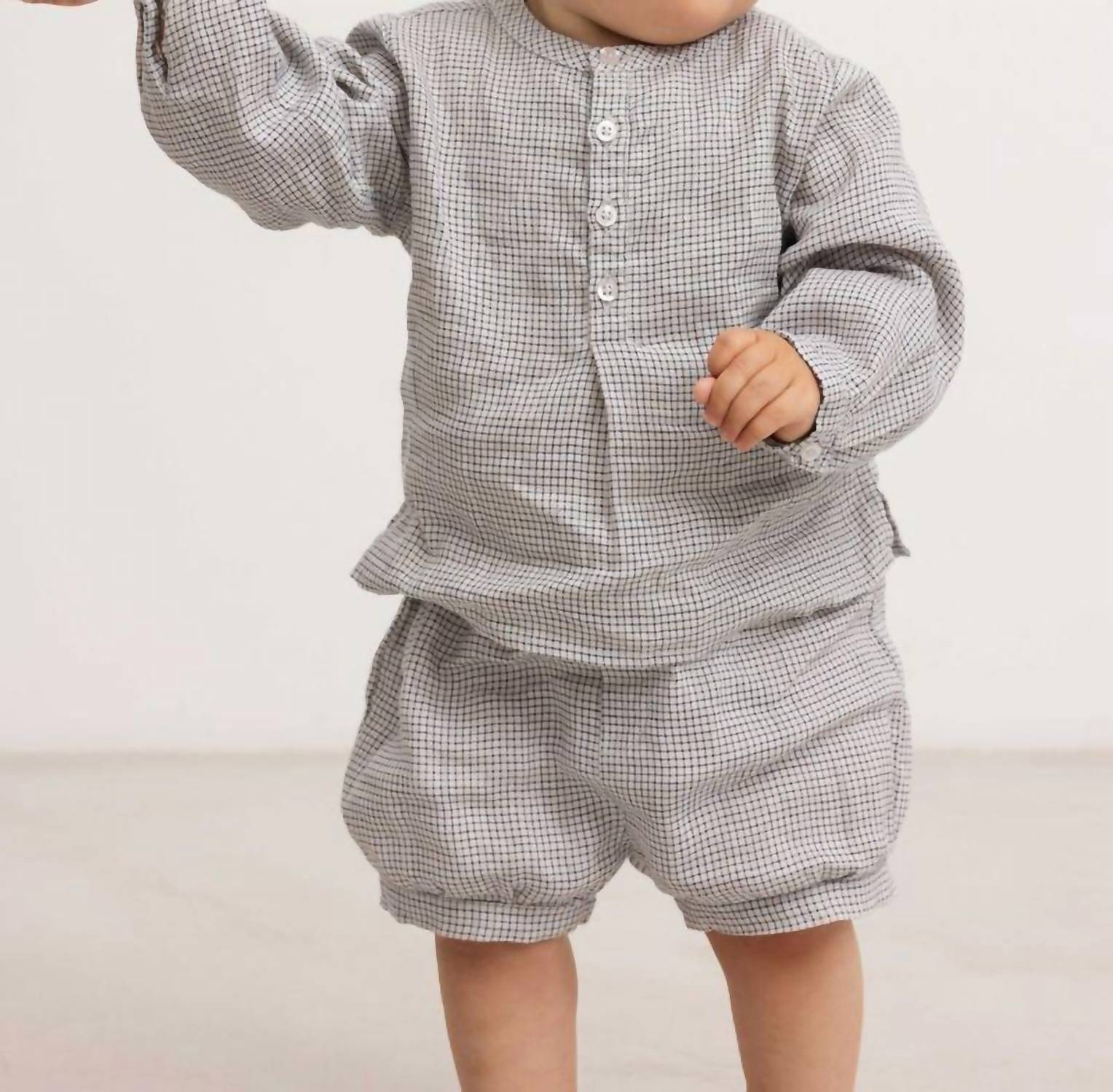 MarMar Copenhagen Pabi Linen Shorts in mini check - kids' shorts