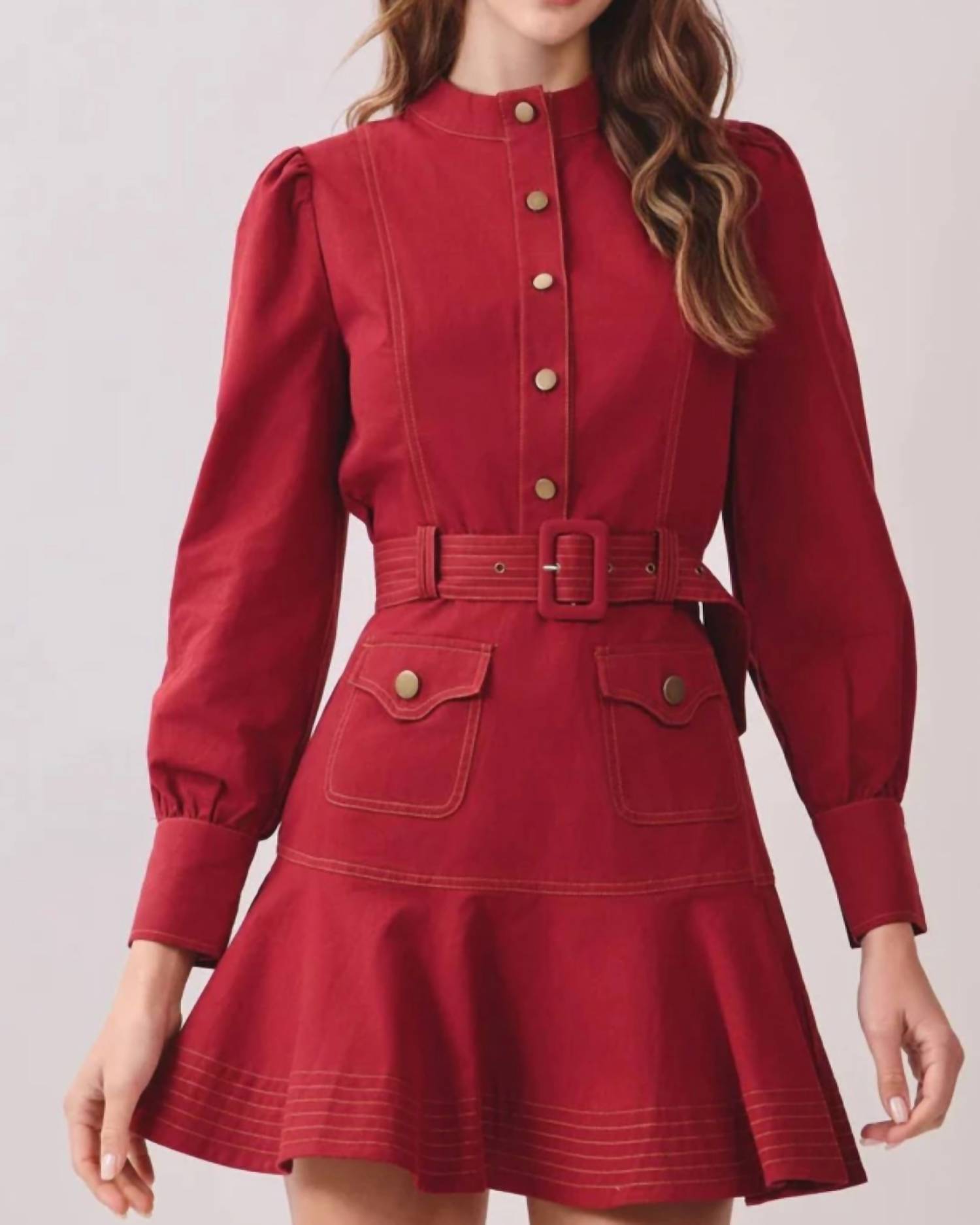 Tcec - Button Me Up Belted Dress