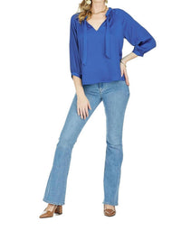 Jade - Ruched Neck Peasant Top