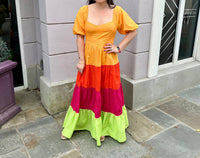 Flying Tomato - Color Block Solid Woven Maxi Dress