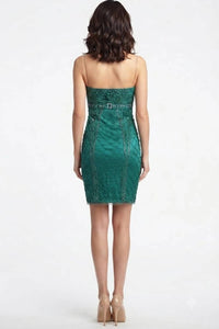 Sue Wong - Scalloped Gem Strapless Mesh Dress