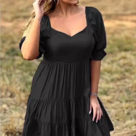 Beyond Words - Puffed Sleeve Tiered Dress