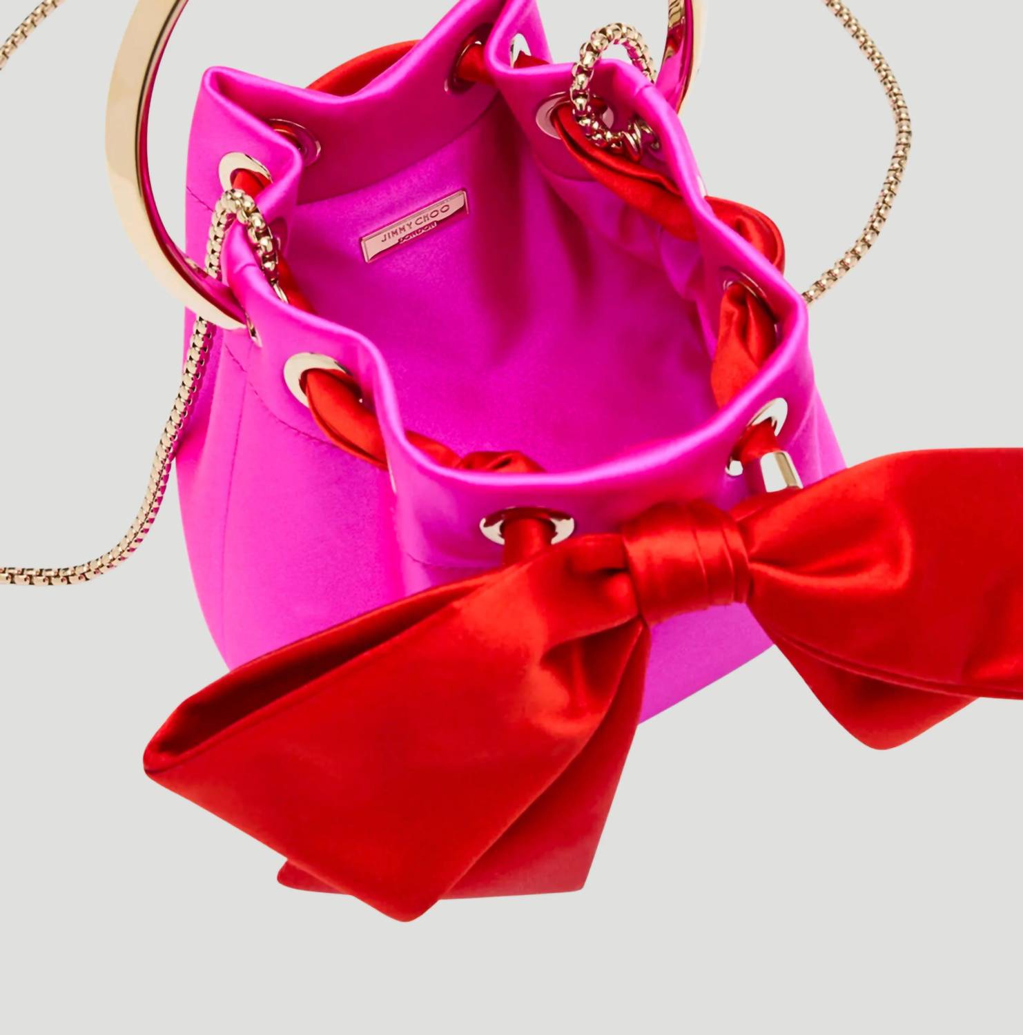Jimmy Choo - Women's Bon Bon Bow Bucket Satin Top-handle Bag