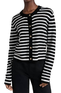 Atm - Wool Cashmere Stripe Cropped Cardigan