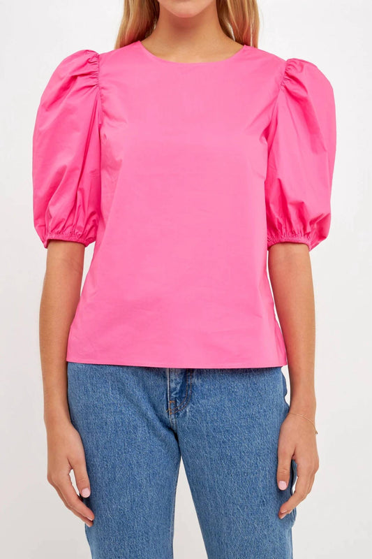 English Factory - Poplin Puff Sleeve Top