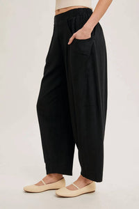 Bluivy - Relaxed Barrel Pants With Pockets