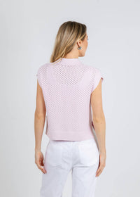 Autumn Cashmere Boxy Mesh Jonny Collar Muscle Tee in powder pink - women's shirt - view 6