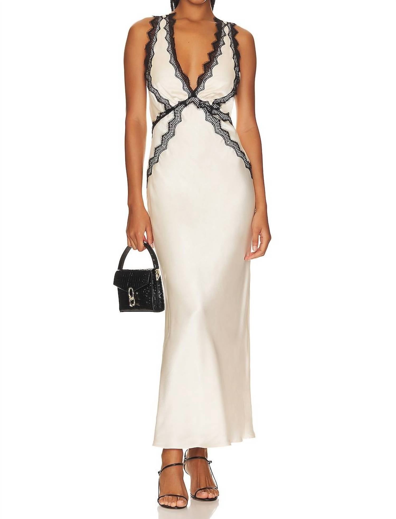 Shona Joy - Camille Lace Up Plunged Cross Back Midi Dress