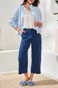 Tribal - Audrey Wide Crop Drawstring Denim Jeans