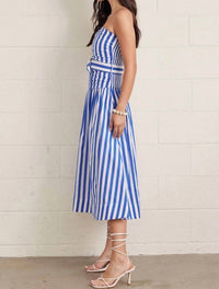 Entro - Paige Striped Strapless Midi Dress