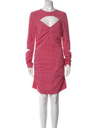 Ganni - Seersucker Cut-out Checked Mini Dress