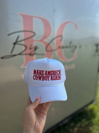 Wilde Roots Women's Make America Cowboy Again Trucker Hat in white - women's hat