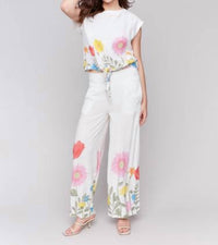Charlie B - Printed Linen-blend Wide Leg Pants