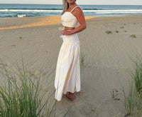 Baby Pink - Striped Crop Top & Maxi Skirt Set