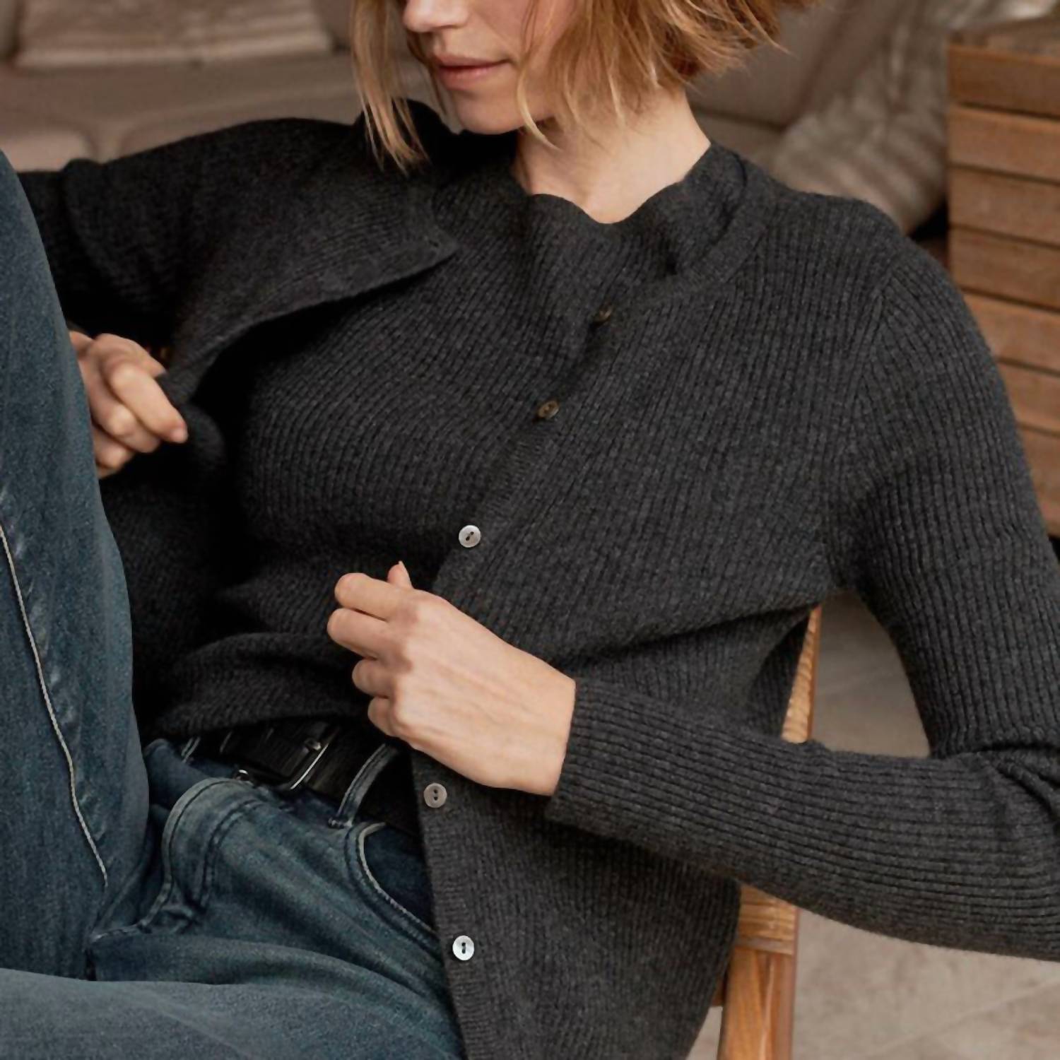 Repeat Cashmere - Ribbed Cardigan